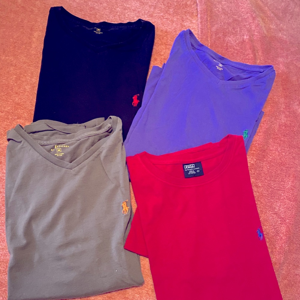 4 Ralph Lauren Polo Tees (color schemes) (Bundle)